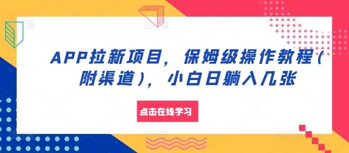 APP拉新项目，保姆级操作教程(附渠道)，小白日躺入几张【揭秘】-墨韵博客