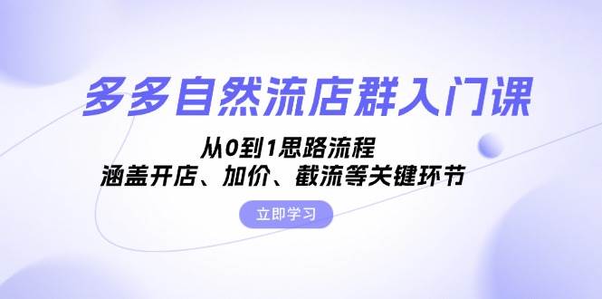 （13279期）多多自然流店群入门课，从0到1思路流程，涵盖开店、加价、截流等关键环节-墨韵博客