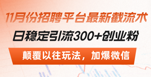 （13309期）招聘平台最新截流术，日稳定引流300+创业粉，颠覆以往玩法 加爆微信-墨韵博客