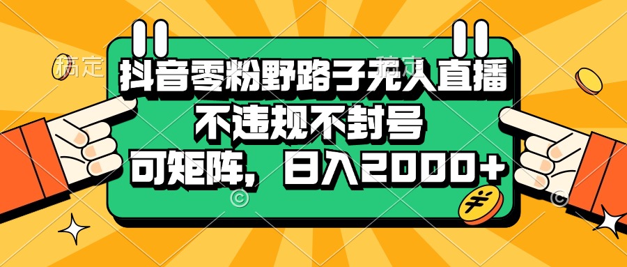 （13336期）抖音零粉野路子无人直播，不违规不封号，可矩阵，日入2000+-墨韵博客