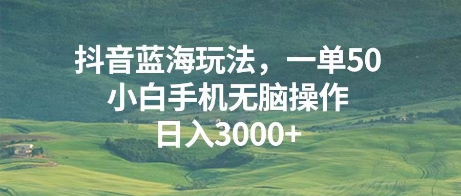 （13353期）抖音蓝海玩法，一单50，小白手机无脑操作，日入3000+-墨韵博客