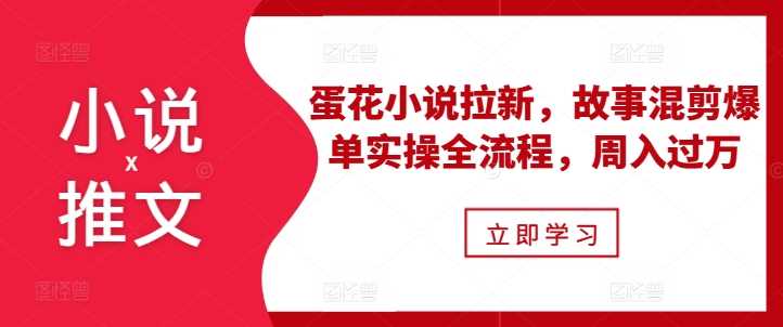 小说推文之蛋花小说拉新，故事混剪爆单实操全流程，周入过万-墨韵博客