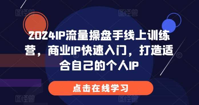 2024IP流量操盘手线上训练营，商业IP快速入门，打造适合自己的个人IP-墨韵博客