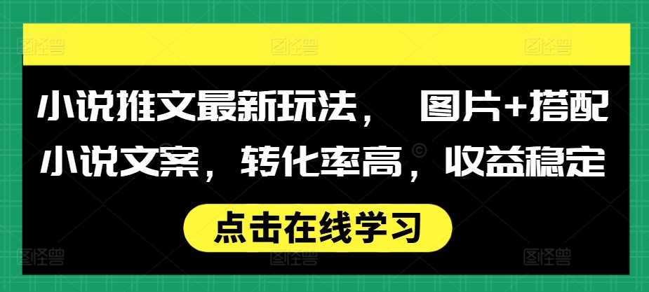 小说推文最新玩法， 图片+搭配小说文案，转化率高，收益稳定-墨韵博客