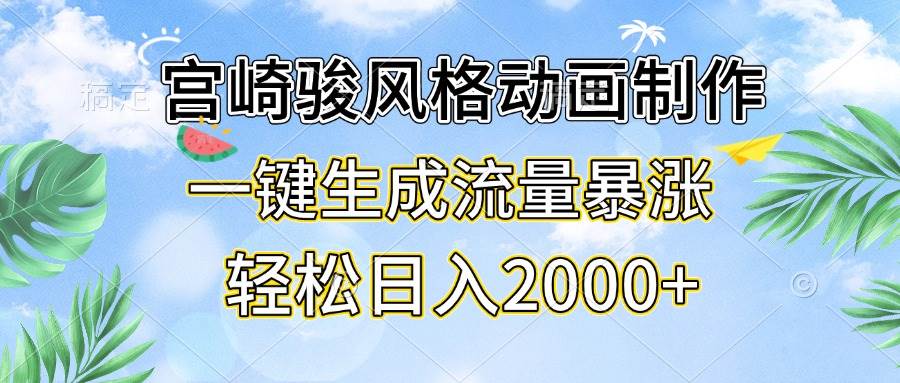 （13386期）宫崎骏风格动画制作，一键生成流量暴涨，轻松日入2000+-墨韵博客