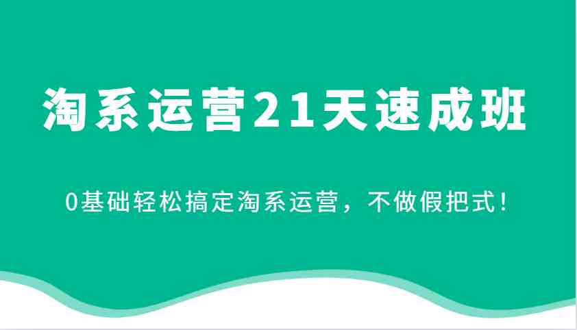 淘系运营21天速成班，0基础轻松搞定淘系运营，不做假把式！-墨韵博客