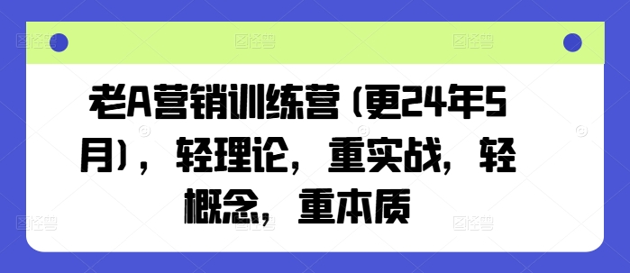 老A营销训练营(更24年11月)，轻理论，重实战，轻概念，重本质-墨韵博客