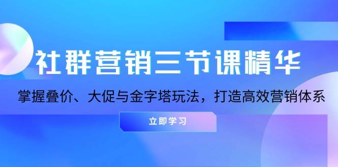 （13431期）社群营销三节课精华：掌握叠价、大促与金字塔玩法，打造高效营销体系-墨韵博客