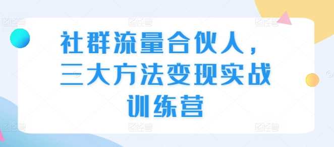 社群流量合伙人，三大方法变现实战训练营-墨韵博客