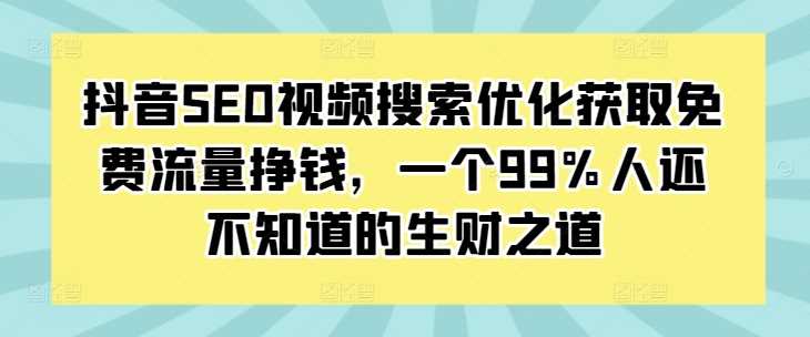 抖音SEO视频搜索优化获取免费流量挣钱，一个99%人还不知道的生财之道-墨韵博客