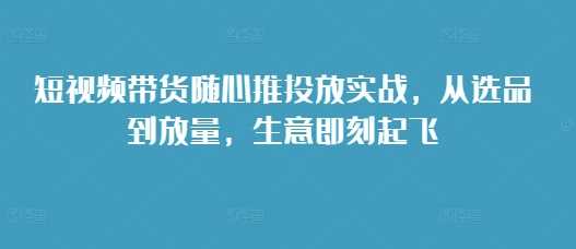 短视频带货随心推投放实战，从选品到放量，生意即刻起飞-墨韵博客