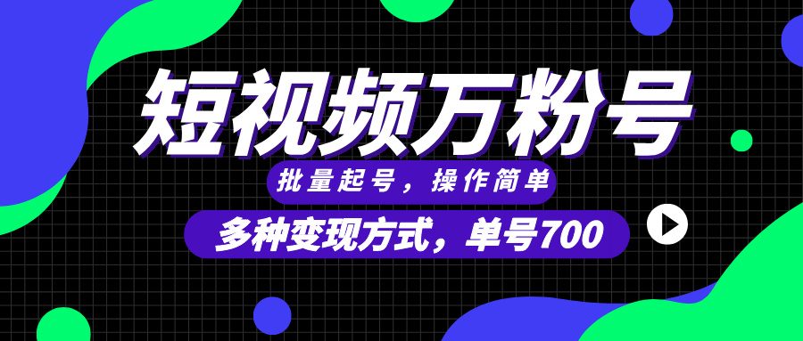 （13497期）短视频快速涨粉，批量起号，单号700，多种变现途径，可无限扩大来做。-墨韵博客