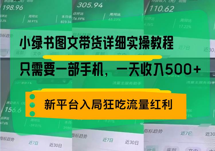 （13509期）小绿书图文带货详细实操教程，只需要一部手机，一天收入500+，轻松变现-墨韵博客