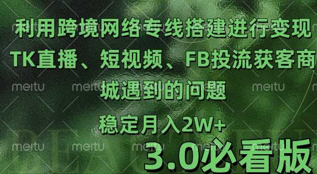 利用跨境电商网络及搭建TK直播、短视频、FB投流获客以及商城遇到的问题进行变现3.0必看版【揭秘】-墨韵博客