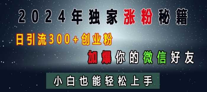 2024年独家涨粉秘籍，日引流300+创业粉，加爆你的微信好友，小白也能轻松上手-墨韵博客