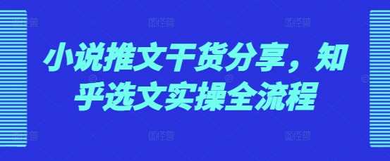 小说推文干货分享，知乎选文实操全流程-墨韵博客