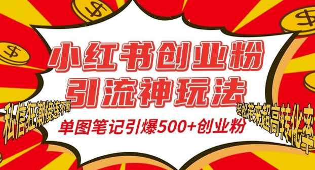 小红书创业粉引流神玩法，单图笔记引爆500+精准创业粉丝，私信狂潮接连不断-墨韵博客