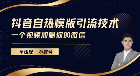 抖音最新自热模版引流技术，不违规不封号，一个视频加爆你的微信【揭秘】-墨韵博客