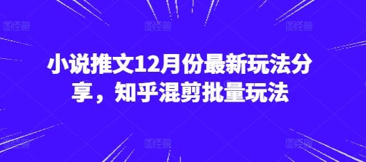 小说推文12月份最新玩法分享，知乎混剪批量玩法-墨韵博客