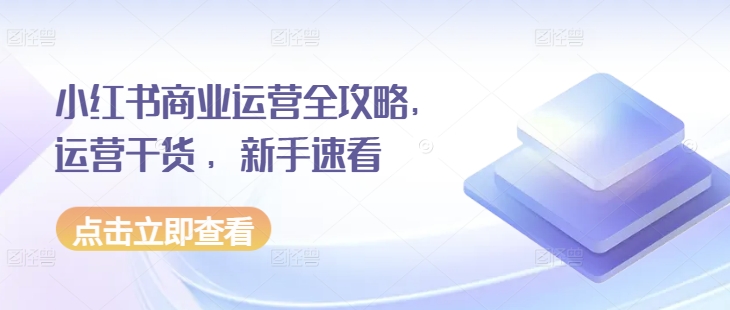 小红书商业运营全攻略，运营干货 ，新手速看-墨韵博客