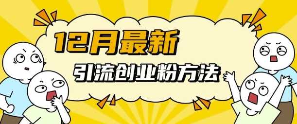 12月最新引流创业粉方法，方法非常简单，适用于多平台-墨韵博客