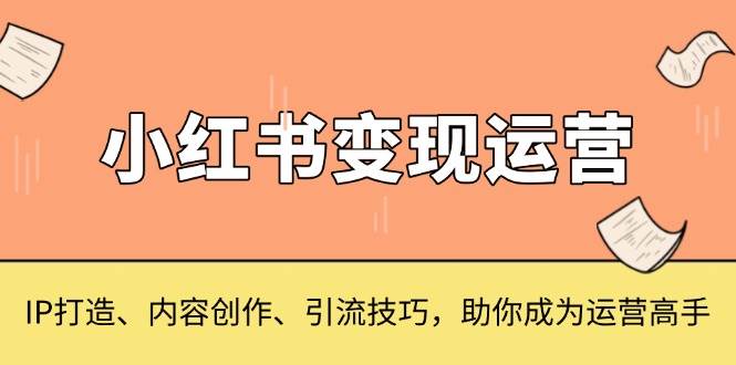 小红书变现运营，IP打造、内容创作、引流技巧，助你成为运营高手-墨韵博客