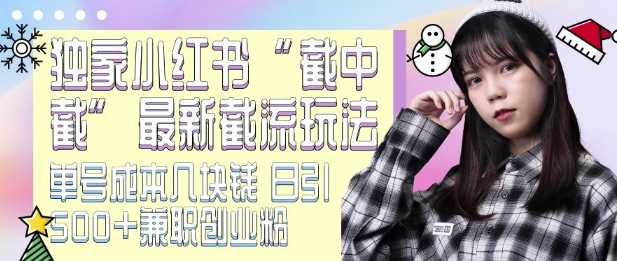 最新小红书截流玩法 独家截中截 单号成本几块钱 日引500+CY粉JZ粉-墨韵博客