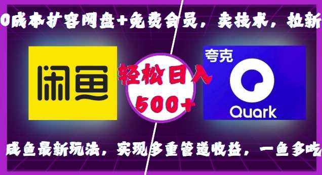 0成本扩容网盘+免费会员，卖技术，拉新，咸鱼最新玩法，实现多重管道收益，一鱼多吃，轻松日入500+-墨韵博客