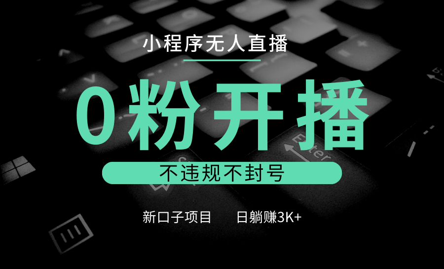 小程序无人直播，0粉开播，不违规不封号，新口子项目，小白日躺赚3K+-墨韵博客