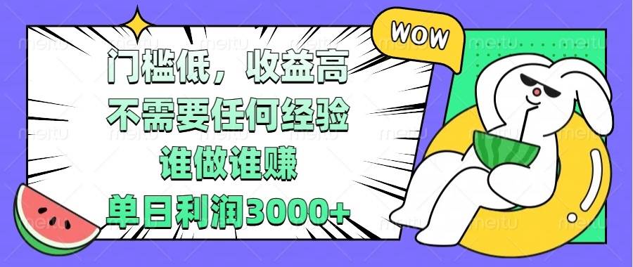 （13651期） 门槛低，收益高，不需要任何经验，谁做谁赚，单日利润3000+-墨韵博客