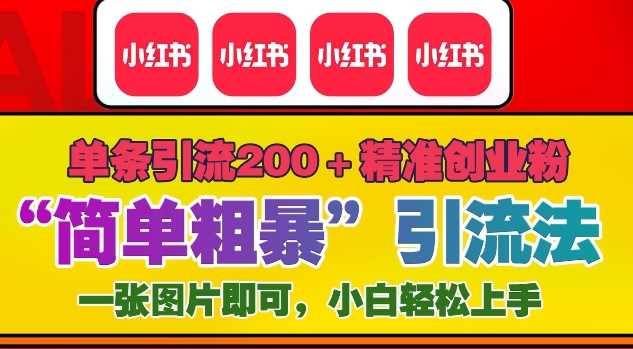 12月底小红书”简单粗暴“引流法，单条引流200+精准创业粉-墨韵博客