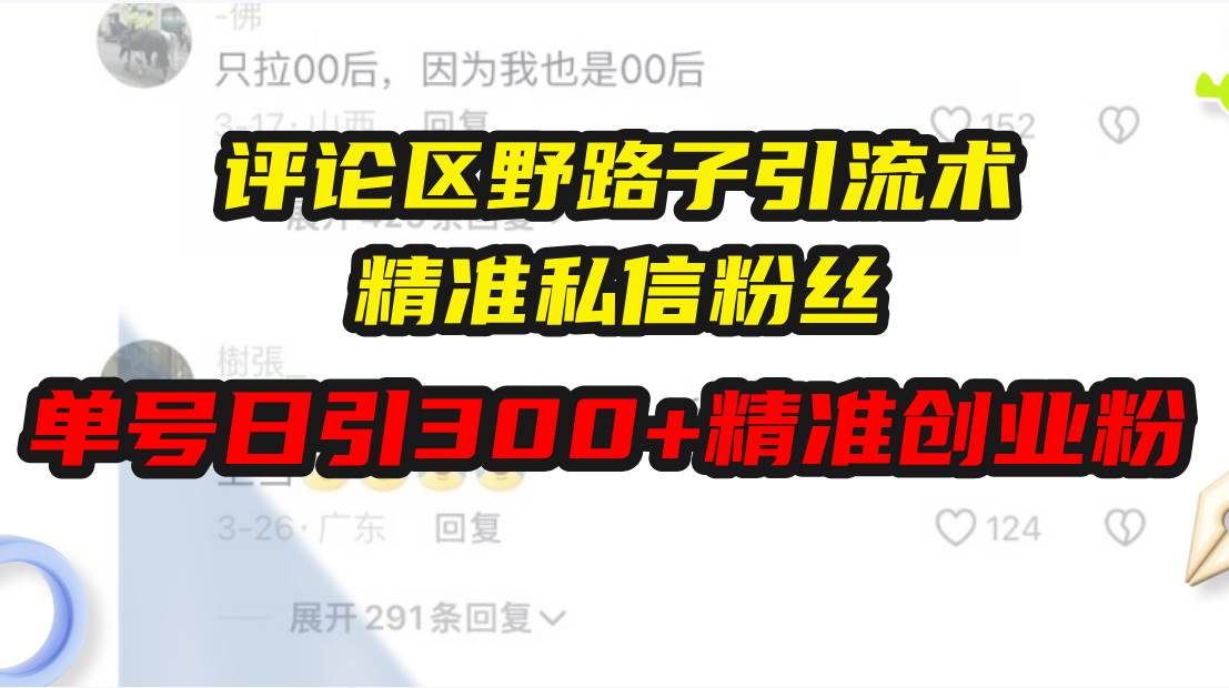 （13676期）评论区野路子引流术，精准私信粉丝，单号日引流300+精准创业粉-墨韵博客