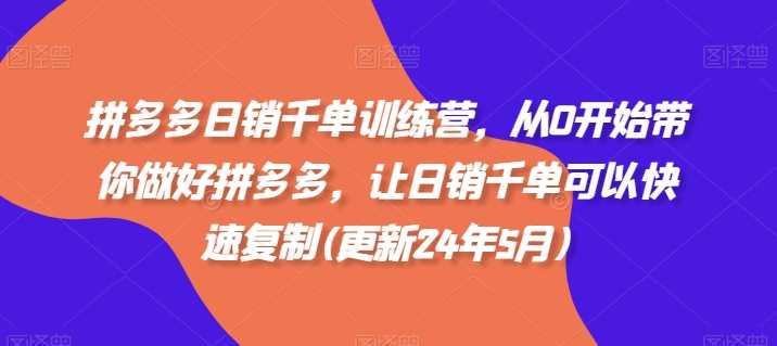 拼多多日销千单训练营，从0开始带你做好拼多多，让日销千单可以快速复制(更新24年12月)-墨韵博客