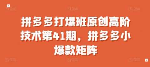 拼多多打爆班原创高阶技术第41期，拼多多小爆款矩阵-墨韵博客