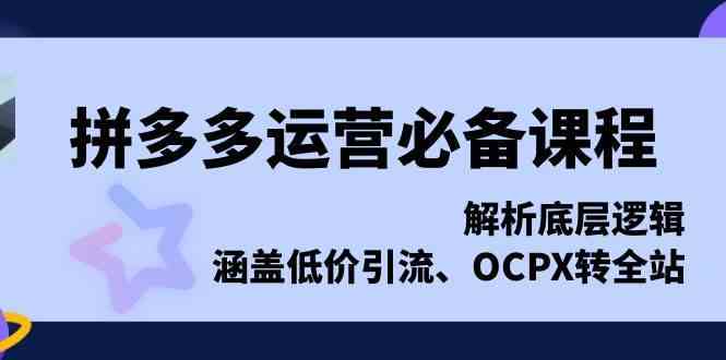拼多多运营必备课程，解析底层逻辑，涵盖低价引流、OCPX转全站-墨韵博客