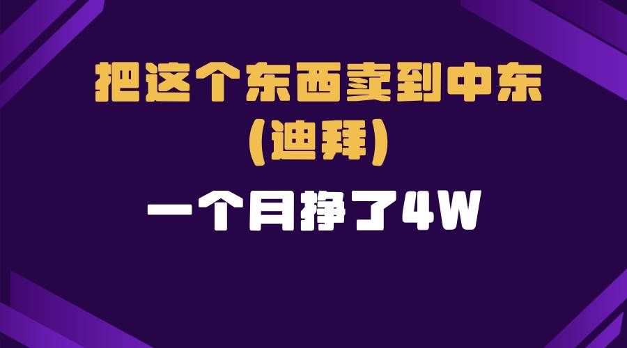 （13740期）跨境电商一个人在家把货卖到迪拜，暴力项目拆解-墨韵博客