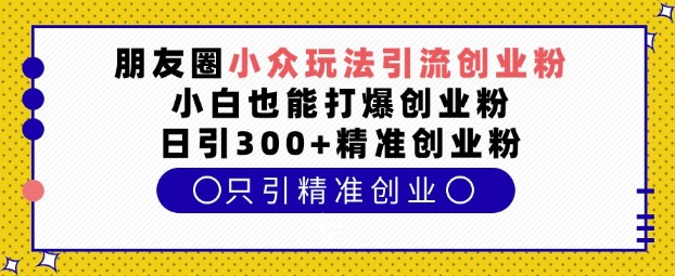 朋友圈小众玩法引流创业粉，小白也能打爆创业粉，日引300+精准创业粉【揭秘】-墨韵博客