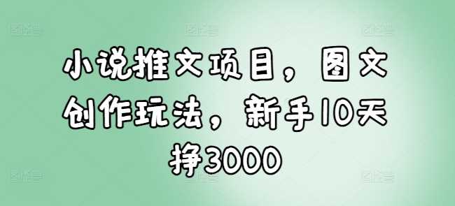 小说推文项目，图文创作玩法，新手10天挣3000-墨韵博客