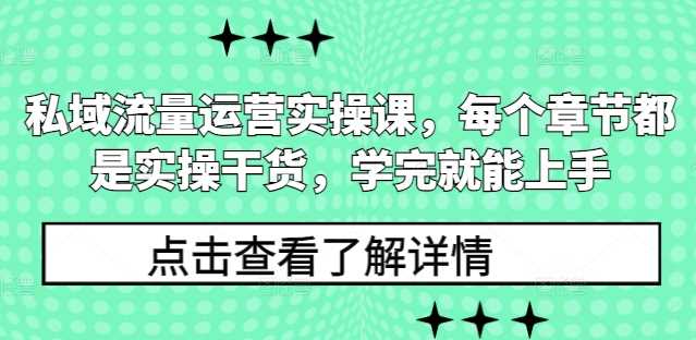 私域流量运营实操课，每个章节都是实操干货，学完就能上手-墨韵博客