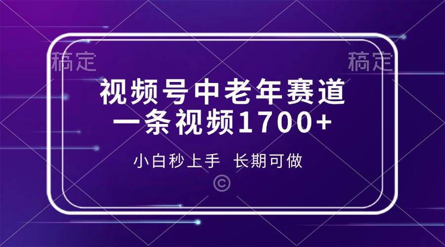 （13781期）视频号中老年赛道，一条视频1700+，小白秒上手，长期可做-墨韵博客