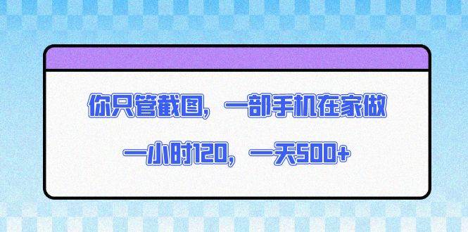 （13785期）你只管截图，一部手机在家做，一小时120，一天500+-墨韵博客