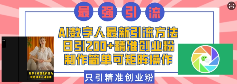 AI数字人最新引流方法，日引200+精准创业粉，制作简单可矩阵操作-墨韵博客