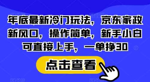年底最新冷门玩法，京东家政新风口，操作简单，新手小白可直接上手，一单挣30【揭秘】-墨韵博客
