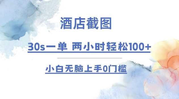 酒店截图 30s一单  2小时轻松100+ 小白无脑上手0门槛【仅揭秘】-墨韵博客