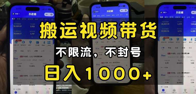 “小白必看”搬运视频带货玩法，不限流，不封号，纯自然流，日入1k-墨韵博客