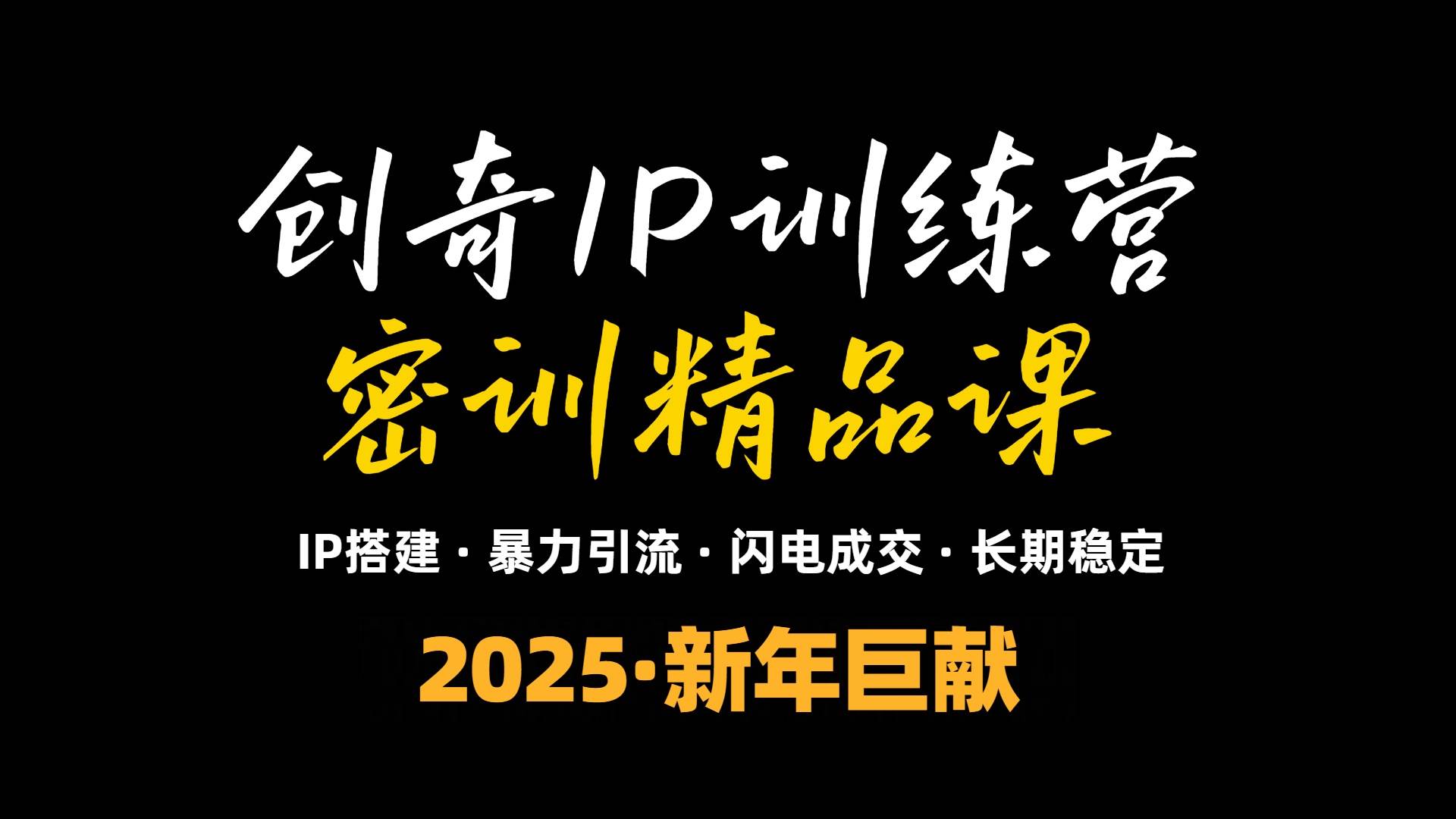 （13898期）2025年“知识付费IP训练营”小白避坑年赚百万，暴力引流，闪电成交-墨韵博客