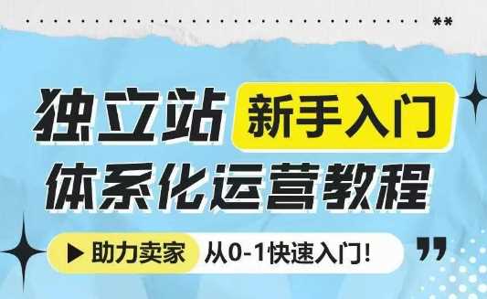 独立站新手入门体系化运营教程，助力独立站卖家从0-1快速入门!-墨韵博客