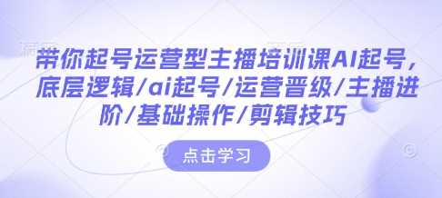 带你起号运营型主播培训课AI起号，底层逻辑/ai起号/运营晋级/主播进阶/基础操作/剪辑技巧-墨韵博客