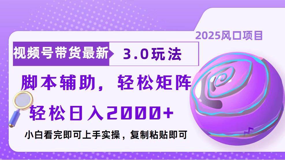 （13959期）视频号带货最新3.0玩法，作品制作简单，当天起号，复制粘贴，脚本辅助…-墨韵博客