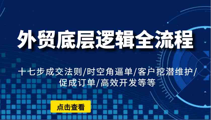 外贸底层逻辑全流程：十七步成交法则/时空角逼单/客户挖潜维护/促成订单/高效开发等等-墨韵博客